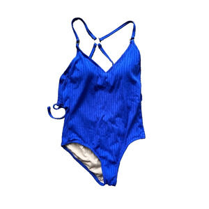 Kona Sol Blue One Piece Womens M Swimsuit Swim Beach Resort Cruise Ribbed Padded